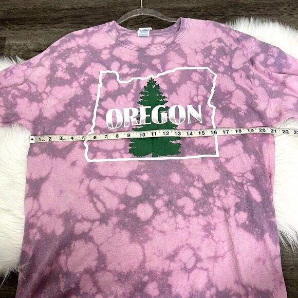 Upcycled Custom Oregon State Bleach Tie Dye Short Sleeve Graphic Tee Mens Large - Picture 6 of 7